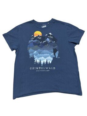 Grindelwald Switzerland T-Shirt XL Blue Graphic Mountain Print Hiking Womens